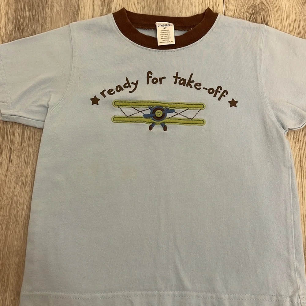 Gymboree boys 4t ready for take off airplane short sleeve shirt